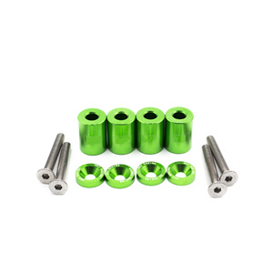 Aluminum <b>Hood</b> Riser Kit Green 4pcs With Bolts For Car <b>Engine</b> Ventilation Upgrade - Product Image 1