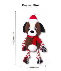 PELUCHE DE NOËL 2024-SHAGGY SANTA <span class=keywords><strong>ST</strong></span>.<span class=keywords><strong>BERNARD</strong></span> AVEC MEMBRES DE CORDE-CHOCOLAT Corde en peluche pour chien marron + jouets en peluche personnalisés - Product Image 6