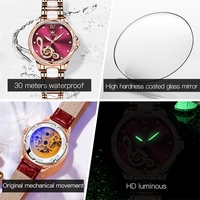 Montre de luxe automatique pour femme en céramique et cuir Hangzhou 6656 avec note musicale - Cadeau