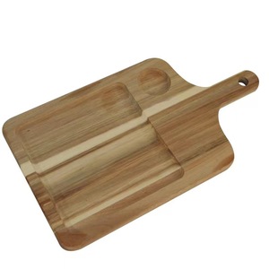 Bandeja de servir de madera de acacia, rectangular, de madera maciza, con asa, para uso en la cocina. - Product Image 3