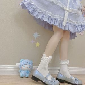 Lolita Lace Trim Mid Calf <b>Socks</b> 120D Thin Breathable Solid Color Women's Summer Spring Autumn <b>Socks</b> - Product Image 4