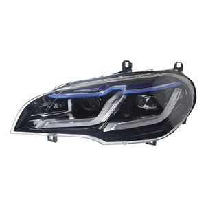 Phare avant modifié E70 (2007-2013) avec feux de jour LED bleus et clignotants 12V - Product Image 1