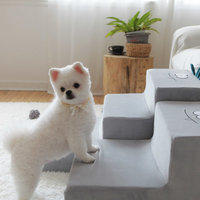 Escalier pour chien à 2/3 marches, design oreilles de lapin, support robuste, mousse amovible, rampe d'angle droit pour animaux de compagnie