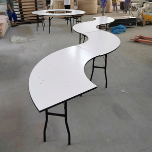 Tavolo Pieghevole da Esterno in Legno <span class=keywords><strong>a</strong></span> <span class=keywords><strong>Mezzaluna</strong></span>/Spirale per Banchetti - Product Image 5