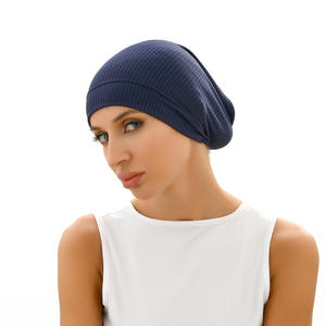 Vente en gros dames couleur unie filetage sous-capuchon turban de haute qualité casquettes correspondant à la dernière série plaine sous-capuchon - Product Image 1