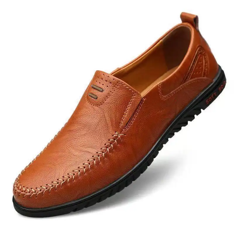 2023 New Dress Men's Loafers Black Color Eva Midsole Material Men's Casual Flat Leather Shoes