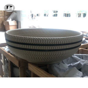 Wastafel Keramik Tradisional Cina, Bentuk Bulat, Warna Beige, Kapasitas 12L, dengan Dua Tali Hitam - Product Image 3