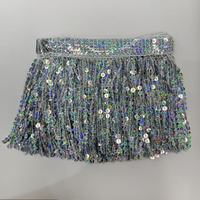 Tissu en dentelle de mariée, franges à paillettes, applique brodée, chaîne de strass, perles en velours, tissu en maille de polyester, style moderne fait à la main
