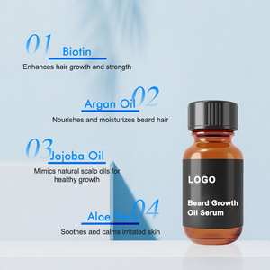 Sérum de croissance de <span class=keywords><strong>barbe</strong></span> à absorption profonde à l'huile d'argan marocaine et de jojoba avec biotine et aloe vera anti-frisottis pour hommes - Product Image 5