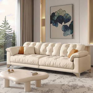 Ensemble de canapé nuage de style crème italien tissu modulaire convertible confortable avec coussins en peluche pour villa appartement salon - Product Image 6