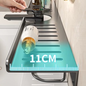 Bathroom Suction Cup Shelf 50X30CM Wall Mounted Sink Storage Rack Durable Rectangular Corner Installation - Product Image 2