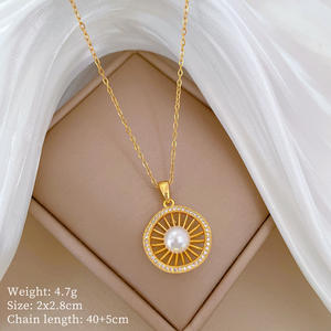 Luxury 18K <strong>Gold</strong> Plated Stainless Steel Full Diamond Pearl Hollow <strong>Bird</strong> <strong>Nest</strong> Fashion Jewelry Necklace for Women - Product Image 6