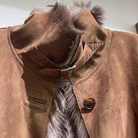 Manteau long décontracté en cuir marron tendance, veste en combinaison de peau de mouton et de fourrure à trois couches pour femmes