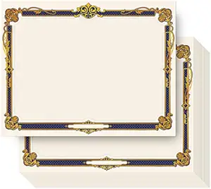Hoja de oro personalizada Papel de Certificado de premio en blanco 8,5X11 pulgadas Tamaño de membrete Certificado de hojas de papel de autenticidad