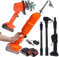 Cultivateur Électrique Portatif 2-en-1 avec Perche Télescopique et Batterie Rechargeable pour Améliorer la Texture du Sol et Désherber