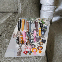 Pendentif porte-clés animal de dessin animé créatif Singe zèbre mignon avec pendentif et porte-clés sac en plastique léger grands yeux