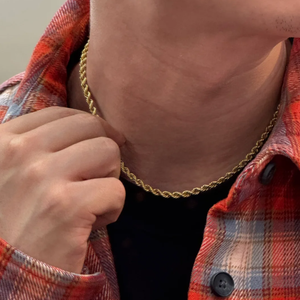 Cadena <span class=keywords><strong>de</strong></span> <span class=keywords><strong>Oro</strong></span> 18K para <span class=keywords><strong>Hombre</strong></span>, Estilo Italiano, Diseño Trenzado Hueco, Joyería Masculina <span class=keywords><strong>de</strong></span> Alta Calidad, Estilo Hip Hop - Product Image 1