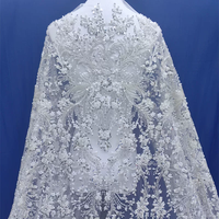 Tissu brodé lourd avec perles et paillettes pour robes de mariée, robes de soirée, rideaux faits main, tissu en dentelle