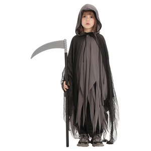 Costume de démon tueur pour enfants de 8 à 13 ans, cape à capuche noire avec accessoire de faucille pour Halloween - Product Image 5