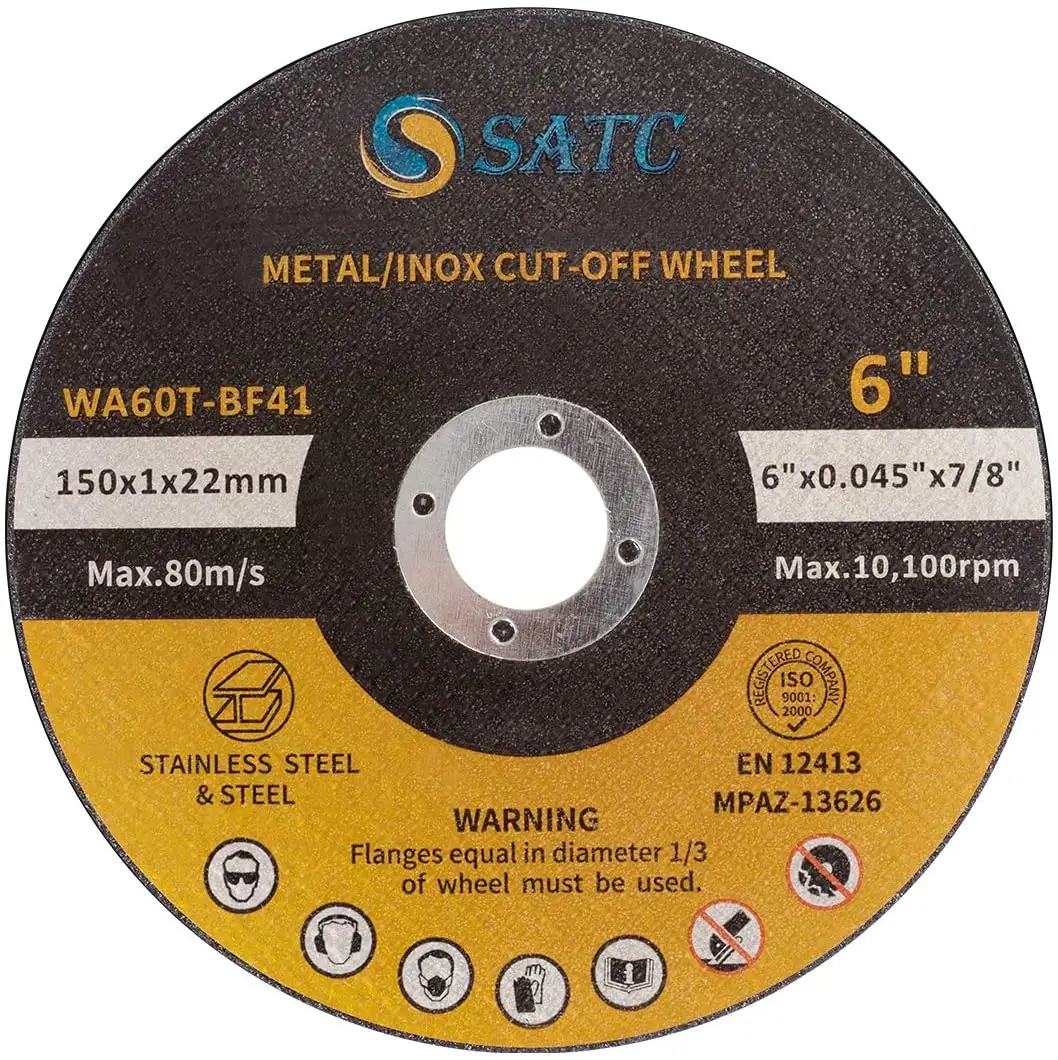 SATC Abrasive Rail Cutting Disc Cut-off Wheel Stone Concrete Accessories Saw Metal Stainless Steel 25 Pack 6 X .045 X 7/8"