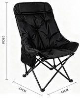 Fauteuil lune à dossier haut et rembourrage épais, 3 positions inclinables réglables, pliable et portable, pour le camping en plein air