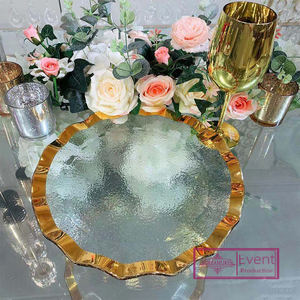 Nuovo Design eco-friendly <span class=keywords><strong>vetro</strong></span> cristallo <span class=keywords><strong>trasparente</strong></span> oro piatti caricabatterie matrimonio caricabatterie piatti - Product Image 3