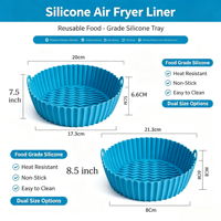 Revêtement en silicone de qualité alimentaire pour friteuse à air, réutilisable, antiadhésif, plateau pour friteuse à air, 8,5 pouces, accessoire de cuisson pour la cuisine