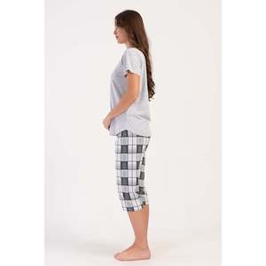 Conjunto de Pantalones Capri KADIN P.SUPREM O YAKA KISA KOL ETEGI OVAL - Gris Melange - Gris Melange - Product Image 2