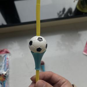 Cannucce in Plastica PP Ecologiche Pieghevoli da 250mm con Design 3D a Palla Sportiva per Frullati, Succhi e Gadget per Feste - Product Image 2