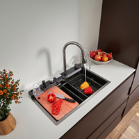 Tiktok nouvelle conception cascade évier de cuisine en acier inoxydable bassin de cuisine multifonctionnel avec lave-vaisselle