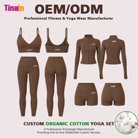 Fábrica de Ropa Deportiva con Certificación GOTS OEM, Conjunto de Yoga de Algodón Orgánico para Mujer, 95% Algodón, 5% Elastano, Fibra Natural, para Fitness y Pilates