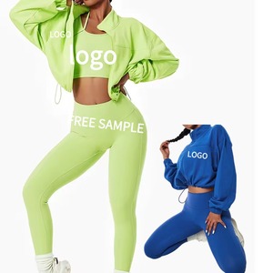 Set Yoga 4 Pezzi da Donna 2024: <span class=keywords><strong>Abbigliamento</strong></span> Fitness all'Ingrosso, Vita Alta, Effetto Push-Up, Cotone di Lusso, Manica Lunga con Zip - Product Image 2