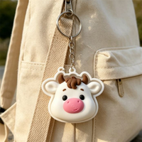 Porte-clés en plastique imprimé en 3D en forme de vache ou de cochon de dessin animé, anti-stress, à pression, pour cadeau