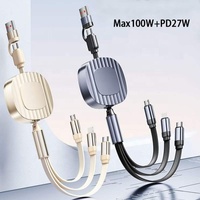 Câble de charge rapide USB 100W 5 en 1 rétractable plat Type C vers Type C Micro avec logo OEM