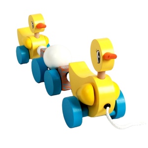 Usine vente directe de <span class=keywords><strong>canard</strong></span> de bande dessinée animaux voiture de ligne de traction en Gros pas <span class=keywords><strong>cher</strong></span> bébé en bois jouets éducat - Product Image 2