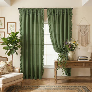 Rideaux en voile blanc à volants de style bohème campagnard français DaiRui, garniture en dentelle romantique, filtration de la lumière, semi-transparents, poches à tringle - Product Image 2