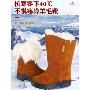 Botas de Nieve para Hombre, Impermeables, Antideslizantes, de Cuero, de Caña Alta, con Forro de Piel de Oveja, Cálidas para Invierno, para Exteriores - Product Image 1