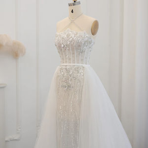 Jancember SZ524 Illusion Halter Slit Mermaid Wedding <b>Dresses</b> With Train - Product Image 4