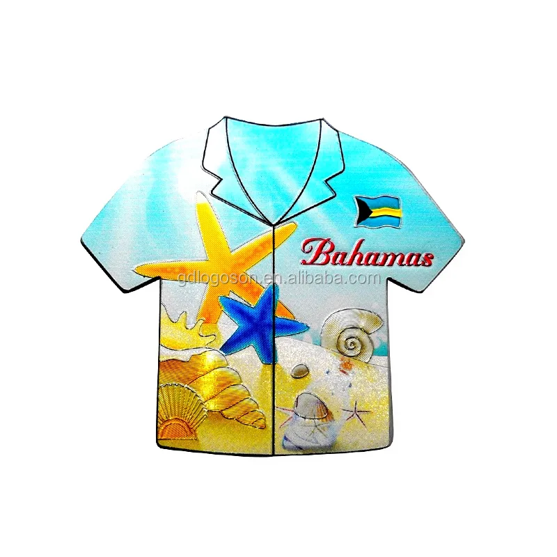 Bahama Pantai Pantai Foil Kertas Souvenir Foil Cetak Magnet Kulkas Pantai T-shirt Bentuk Foil Magnet