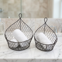 Panier de rangement vintage en fil métallique vieilli, écologique, décoratif, support de plantes de jardin en métal, organisateur pour cuisine et salle de bain