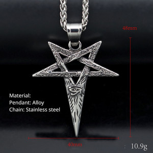 Colliers pour hommes en acier inoxydable avec pendentif œil <span class=keywords><strong>du</strong></span> <span class=keywords><strong>diable</strong></span> <span class=keywords><strong>pentagramme</strong></span> irrégulier style viking - Product Image 3