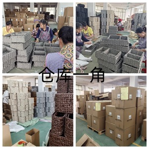 ตะกร้าเก็บของหวายถักโบไบทรงสี่เหลี่ยมผืนผ้า 40x28.5x18 ซม. ทำด้วยมือ สำหรับจัดระเบียบสำนักงาน สีขาวนม สีเทา - Product Image 3