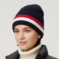 Bonnet d'hiver personnalisé en tricot jacquard chaud à rayures, avec motif numérique, style décontracté et ample, idéal pour la plage et les voyages, vente en gros