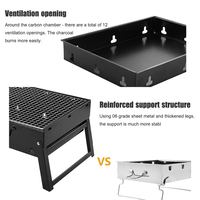 Barbecue portable pliable en acier inoxydable résistant à la chaleur, avec grille amovible, pour charbon de bois – Offre spéciale