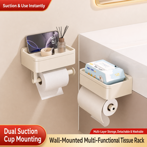 Support mural en plastique pour <span class=keywords><strong>papier</strong></span> <span class=keywords><strong>toilette</strong></span> avec étagère de rangement à <span class=keywords><strong>ventouse</strong></span>, <span class=keywords><strong>distributeur</strong></span> de rouleaux de <span class=keywords><strong>papier</strong></span> <span class=keywords><strong>toilette</strong></span> à 3 niveaux pour salle de bain - Product Image 1