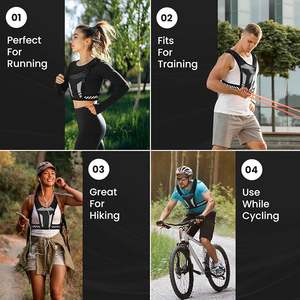 Gilet de course réfléchissant noir d'hydratation, ceinture ajustable, randonnée, marathon, coureur, gilet léger en maille avec porte-bouteille - Product Image 3