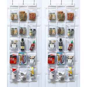 Durable 15-Pocket Clear PVC Wall Storage Bag Door Hanging Transparent Organizer <b>for</b> Snacks <b>Jam</b> <b>Jars</b> Kitchen Pantry - Product Image 1