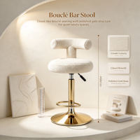 Tabouret de comptoir pivotant avec dossier en peluche, chaise de bar commerciale réglable en hauteur pour la réception