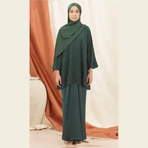 SIPO-Conjunto de ropa islámica para mujer, conjunto de algodón con bordado, 2 uds., en Malasia - Product Image 1