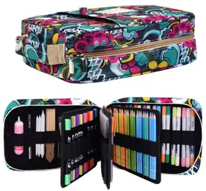 Pencil Case with Holds 202 Colored Pencils or 136 Gel Pens with Zipper Closure - Large Capacity Pen Bag Organizer Watercolor Pen